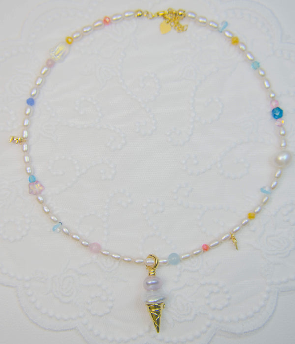 Cute Ice Cream Colorful Pearl Necklace