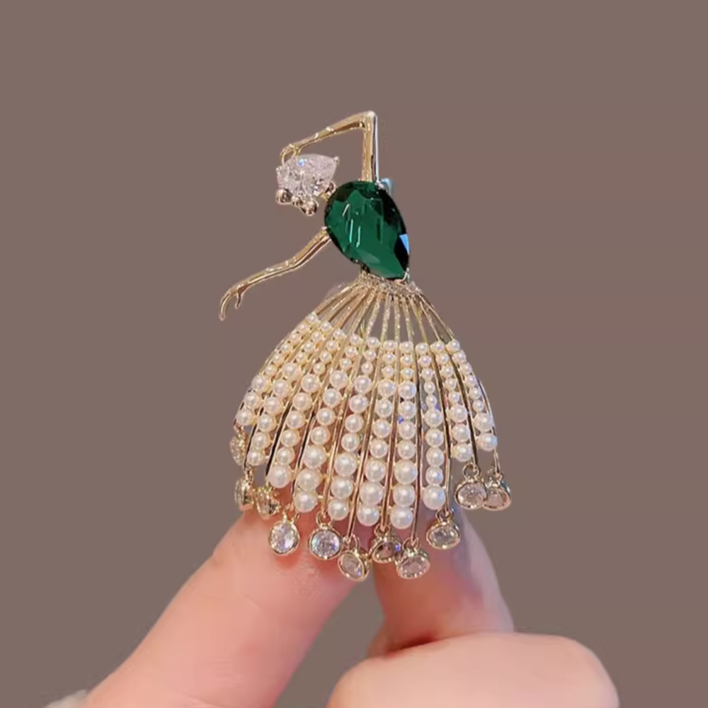 Ballet Dancer Rhinestone Brooch1