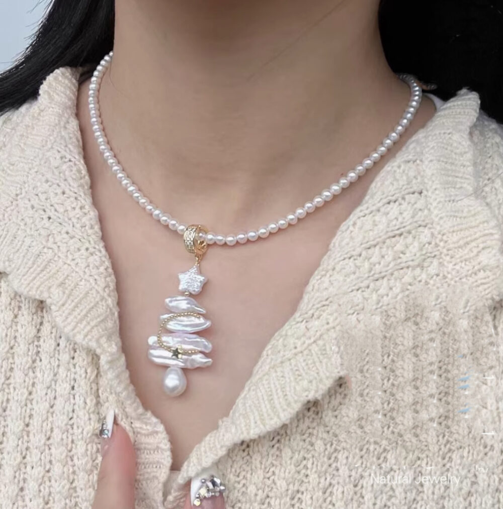 Baroque Christmas Tree Pearl Pendant5