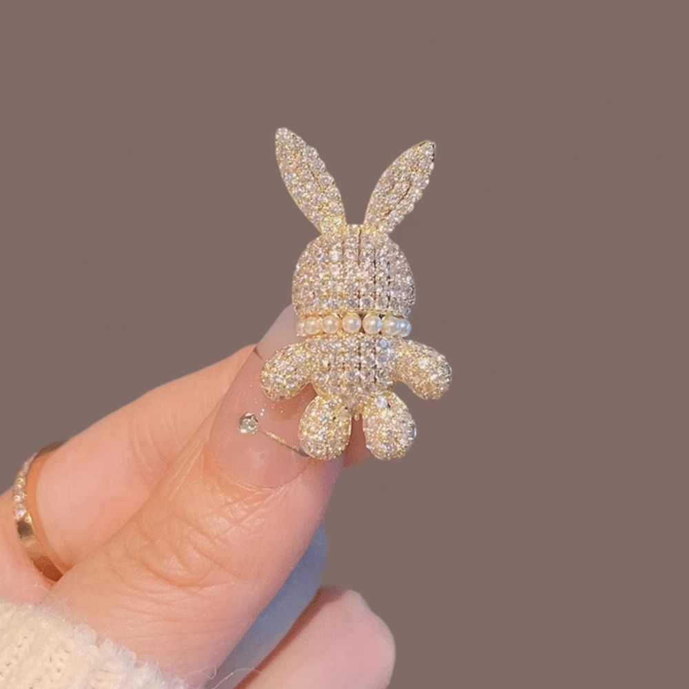 Cute 3D Rabbit Brooch in Champagne Gold1 副本