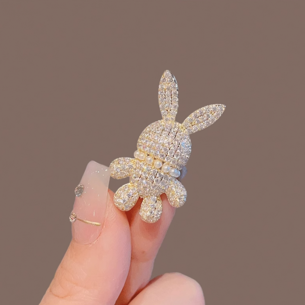 Cute 3D Rabbit Brooch in Champagne Gold2 副本