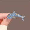 Dreamy Blue Crystal Dolphin Brooch2