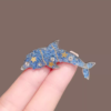 Dreamy Blue Crystal Dolphin Brooch7