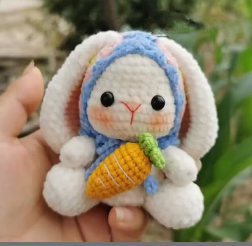 Edelweiss blue hat lop eared rabbit pendant