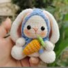 Edelweiss blue hat lop eared rabbit pendant