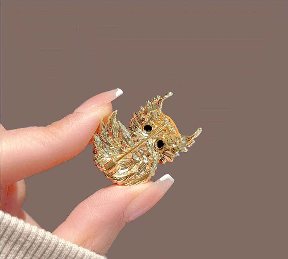 Enamel Painted Owl Brooch2