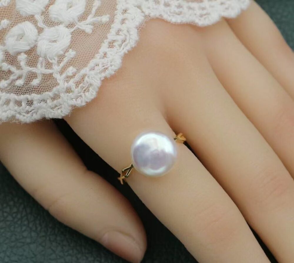 Free form Baroque Pearl Ring with Hollow Openwork Band2