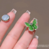 Green Crystal Clover Magnetic Brooch2