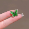 Green Crystal Clover Magnetic Brooch3
