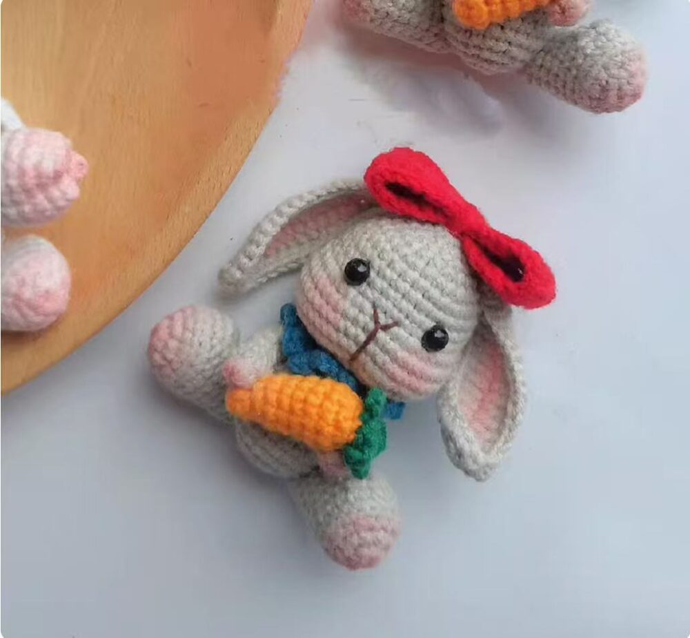 Grey Lop Eared Rabbit Carrot pendant