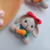 Grey Lop Eared Rabbit Carrot pendant