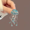 Ocean Inspired Crystal Jellyfish Pin with Dangling Rhinestones5