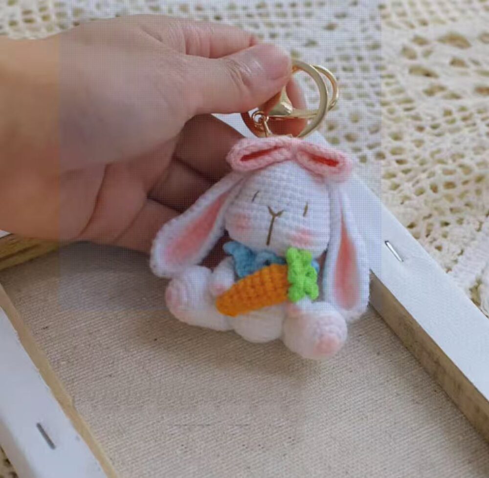 Pink Lop Eared Rabbit Carrot pendant