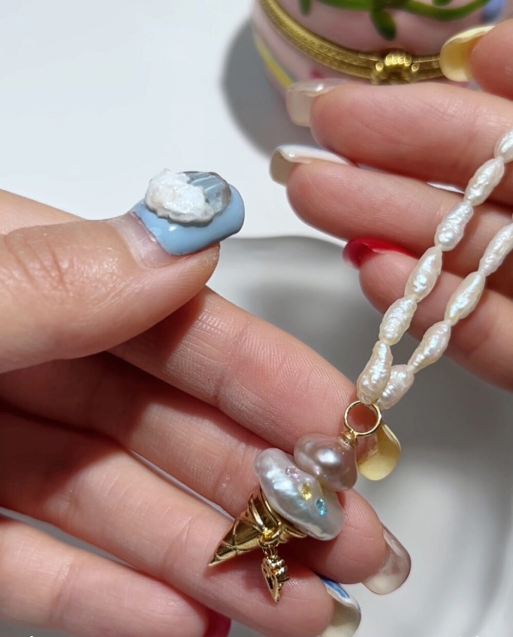 Sweet Summer Ice Cream Baroque Pearl Pendant3