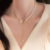 Dangling Butterfly Pearl Necklace3