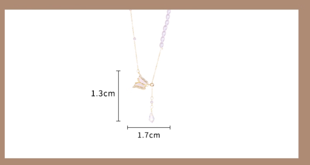 Dangling Butterfly Pearl Necklace6