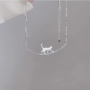 Delicate Cat Pendant Necklace in 925 Sterling Silver2
