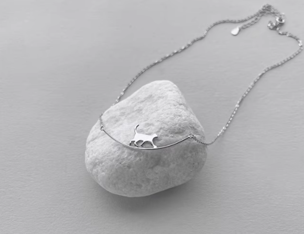 Delicate Cat Pendant Necklace in 925 Sterling Silver5