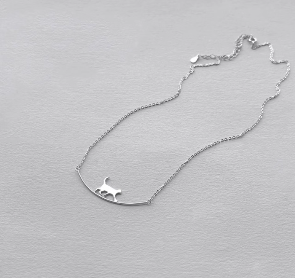 Delicate Cat Pendant Necklace in 925 Sterling Silver6