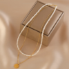 Double Layered Pearl Necklace Tiny Bead Choker Delicate Collarbone Chain2