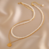 Double Layered Pearl Necklace Tiny Bead Choker Delicate Collarbone Chain4