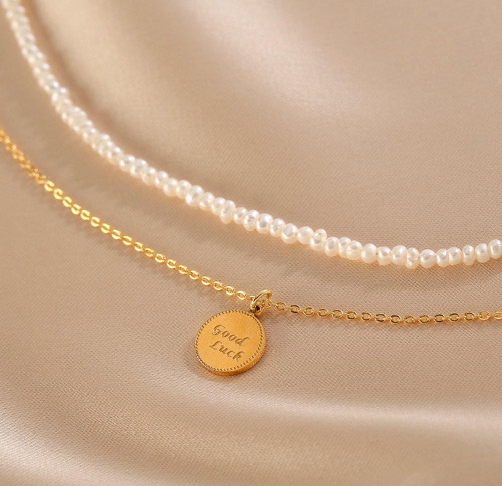 Double Layered Pearl Necklace Tiny Bead Choker Delicate Collarbone Chain5